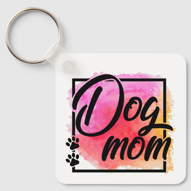 Dog mum colourful photo name key ring (Front)