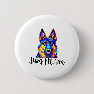 Dog Mum Cool Colourful German Shepherd Heart Paw P 6 Cm Round Badge