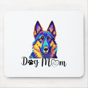 Dog Mum Cool Colourful German Shepherd Heart Paw P Mouse Mat