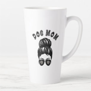 Dog Mum Cool Mum Messy Bun Aviator Sunglasses Latte Mug