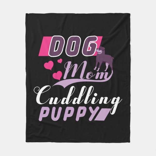 Dog Mum Cuddling Puppy    Fleece Blanket (Front)