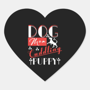 Dog Mum Cuddling Puppy Heart Sticker
