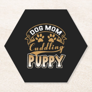 Dog Mum Cuddling Puppy Paper Coaster