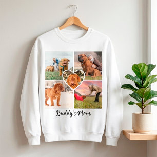 Dog Mum Custom 5 Pet Photo Collage Grid & Heart Sweatshirt