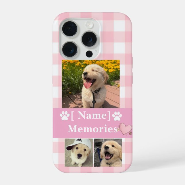 Dog Mum Custom Name Photo Collage Memories iPhone Case (Back)