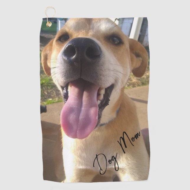 Dog Mum Custom Pet Photo Golf Towel (Front)