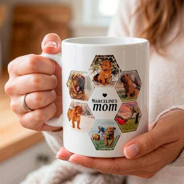 Dog Mum Custom Photo Collage with Name Coffee Mug (Dog Mom Custom Photo Collage with Name Coffee Mug)