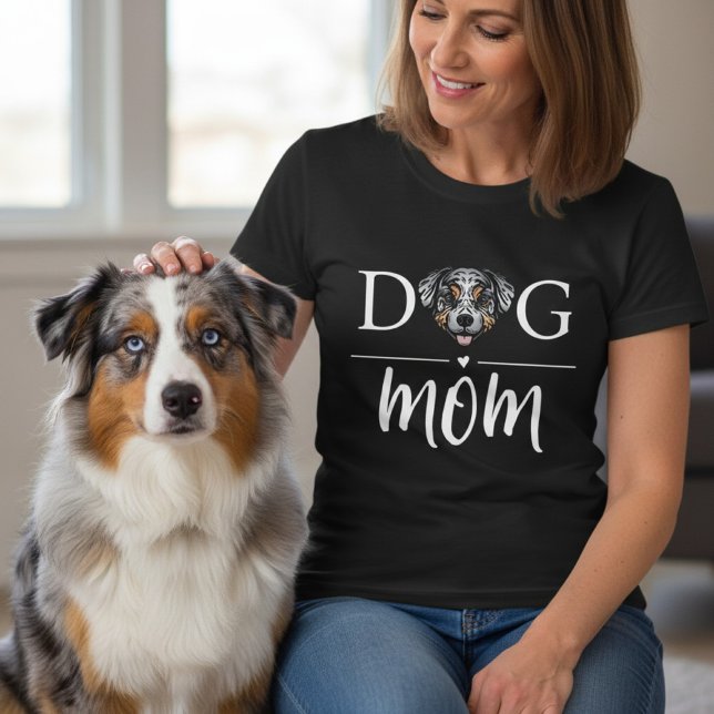 Dog Mum Cute Australian Shepherd T-Shirt (australian shepherd dog mom)