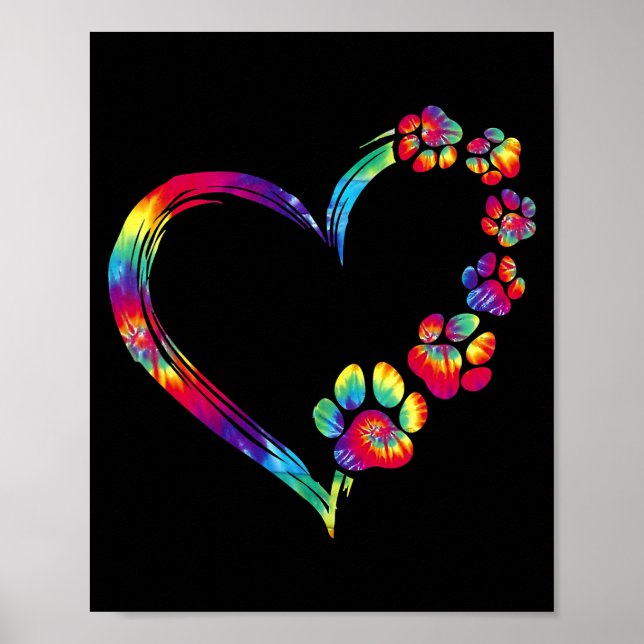 Dog Mum Dad Puppy Love Dogs Paw Print Heart Tie (Front)