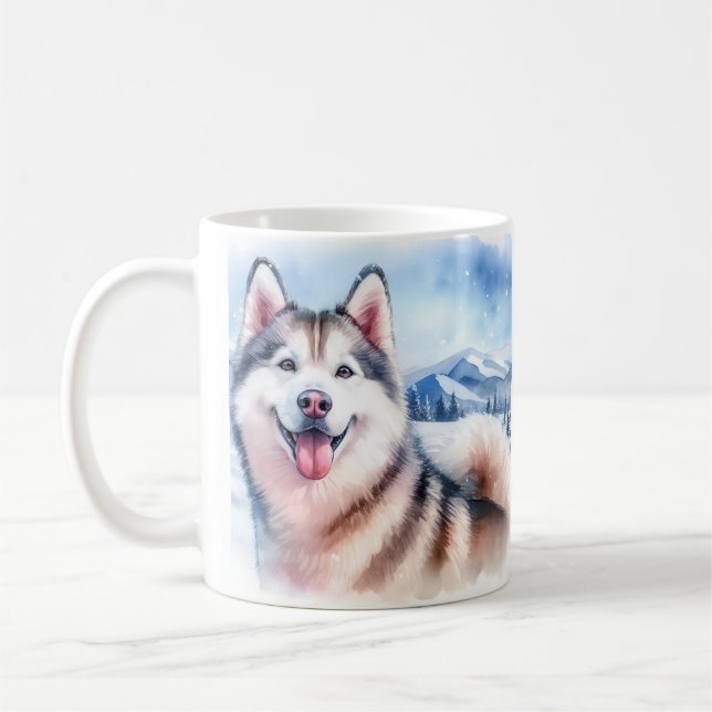 Dog Mum / Dad Winter Vibes Husky -  Coffee Mug (Left)
