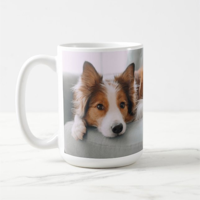 Dog Mum Dog Photo Pink Paw Prints Best Dog Mum Coffee Mug (Left)