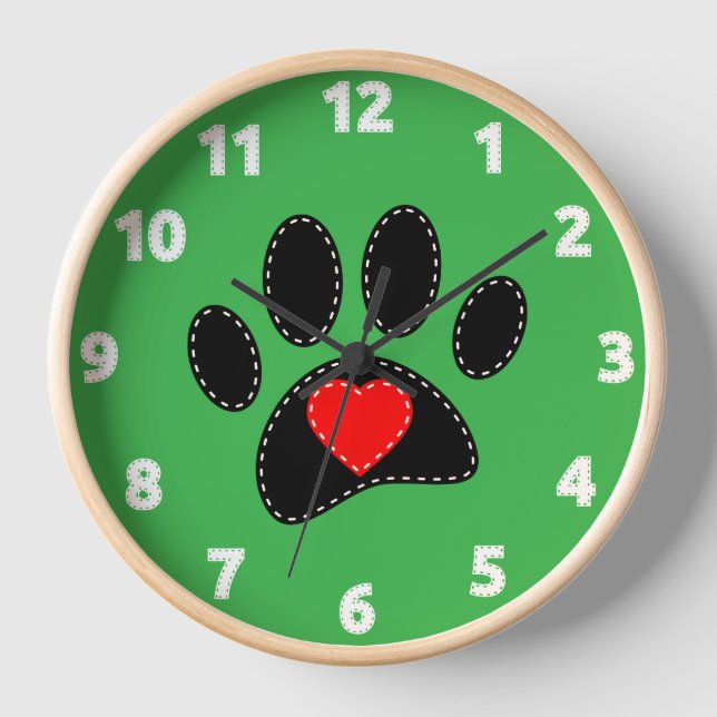 Dog Mum Drawing Green Clock (Front)