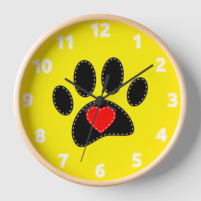 Dog Mum Drawing Yellow Clock (Front)