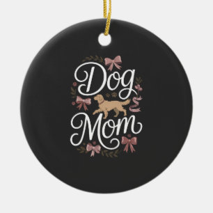 Dog Mum Elegant Coquette Golden Retriever Design Ceramic Tree Decoration