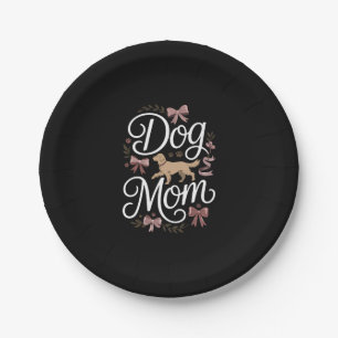 Dog Mum  Elegant Coquette Golden Retriever Design Paper Plate