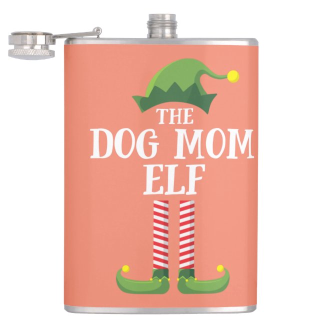 Dog Mum Elf Matching Family Group Christmas Party Hip Flask (Opened)