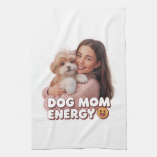  Dog Mum Energy - trendy dog mum design  Tea Towel