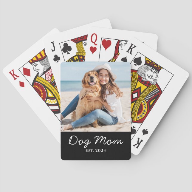 Dog Mum Established Photo Gift  Playing Cards (Back)