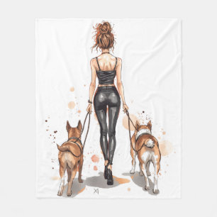 Dog Mum Fleece Blanket   Girl Boss Dog Walker