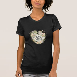 Dog Mum Floral Paw Print T-Shirt for Proud Pet Lov