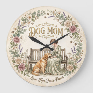 Dog Mum Floral Wall Clock