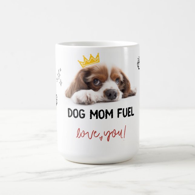 Dog Mum Fuel – Cute Puppy Mug with Paws and Hearts (Center)