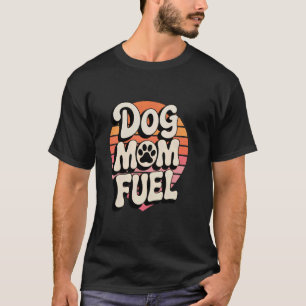 Dog Mum Fuel Retro Heart with Paw Sunset Fur Mama T-Shirt