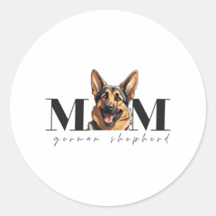 Dog Mum GERMAN SHEPHERD DOG Classic T-Shirt Round Sticker