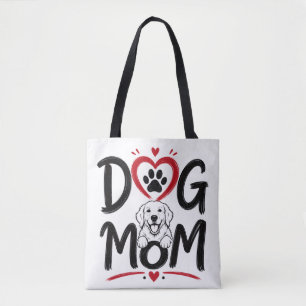 Dog Mum Heart & Cute Dog Proud Pet Mum Design Tote Bag