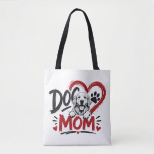 Dog Mum Heart & Paw Print Cute Dog Lover Design Tote Bag