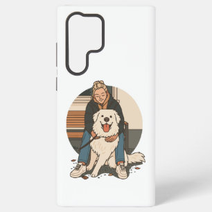 Dog Mum Hugging Fluffy Puppy Cute Pet Moment Samsung Galaxy Case