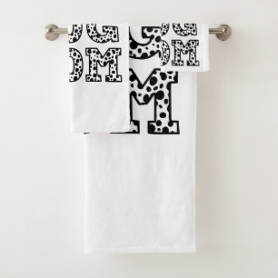 Dog Mum in Fun Dalmatian Print Custom Name Bath Towel Set