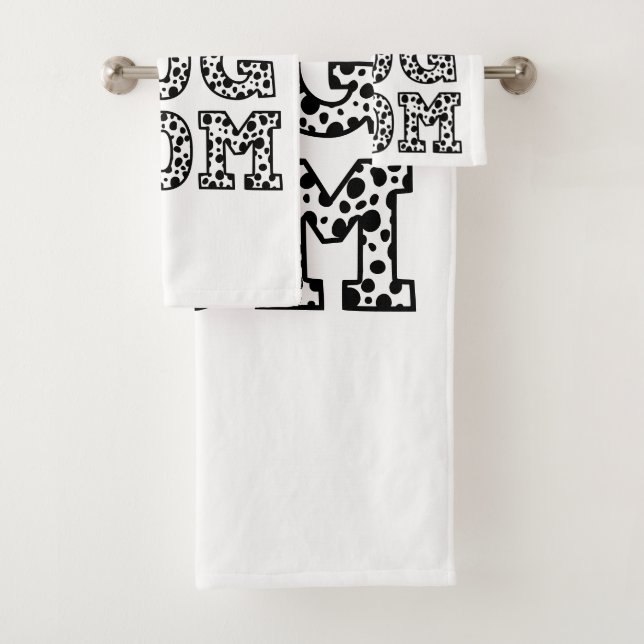 Dog Mum in Fun Dalmatian Print Custom Name Bath Towel Set (Insitu)