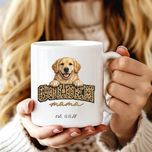 Dog Mum Leopard Golden Retriever Mama Custom Coffee Mug