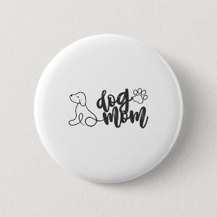 Dog Mum Line Art Design Minimalist Dog Lover 6 Cm Round Badge