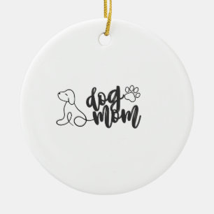 Dog Mum Line Art Design Minimalist Dog Lover Ceramic Tree Decoration