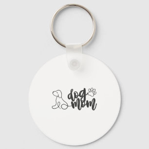 Dog Mum Line Art Design Minimalist Dog Lover Key Ring