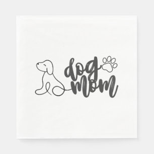 Dog Mum Line Art Design Minimalist Dog Lover Napkin