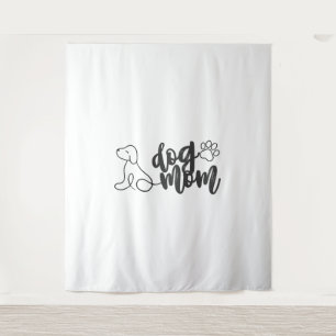 Dog Mum Line Art Design Minimalist Dog Lover Tapestry