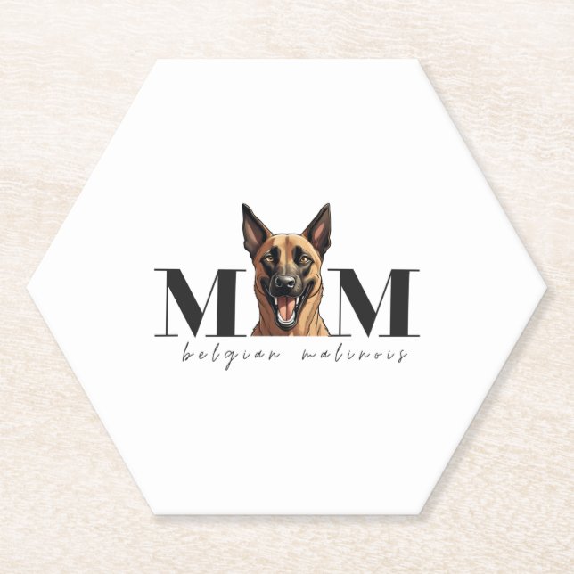 Dog Mum MALINOIS Classic T-Shirt Paper Coaster (Front)