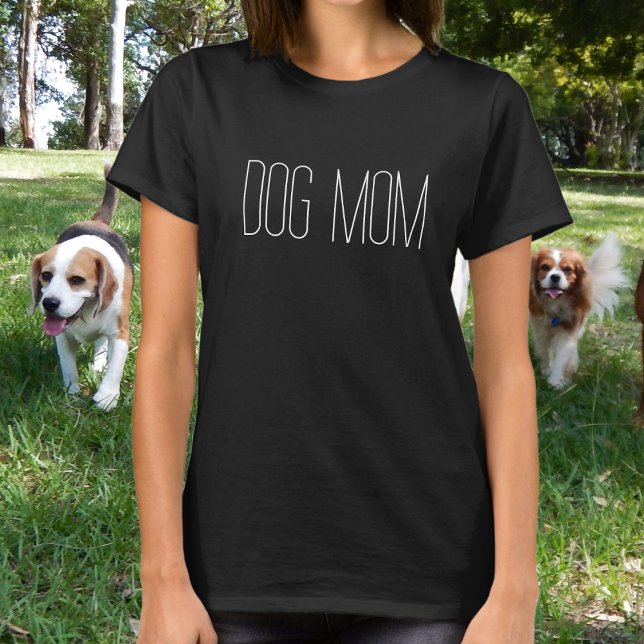 Dog Mum Minimalist White Typography T-Shirt (Creator Uploaded)