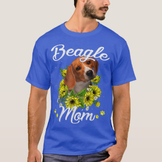 Dog Mum Mother's Day Gift Sunflower Beagle Mum  T-Shirt