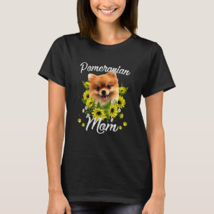 Dog Mum Mother's Day Sunflower Pomeranian Mum T-Shirt