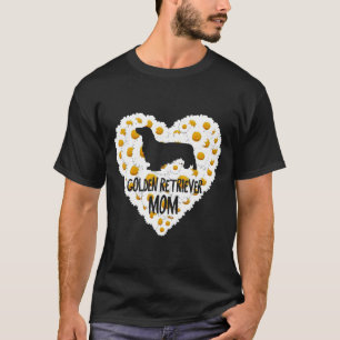 Dog Mum On Love Heart White Daisy Flowers-Golden R T-Shirt