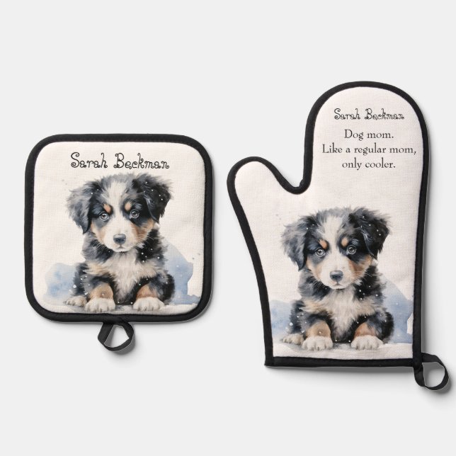 Dog Mum  Oven Mitt & Pot Holder Set (Front)