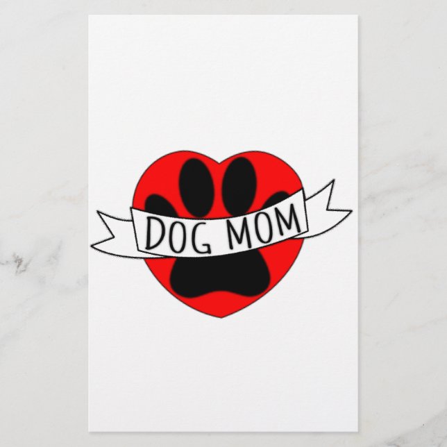 Dog Mum Paw And Red Heart Drawing (Front)