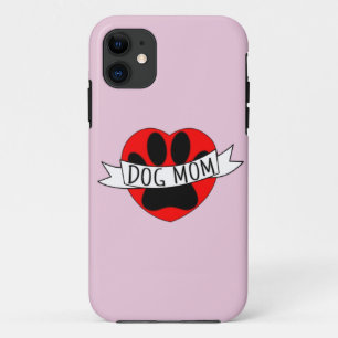 Dog Mum Paw And Red Heart Drawing iPhone 11 Case