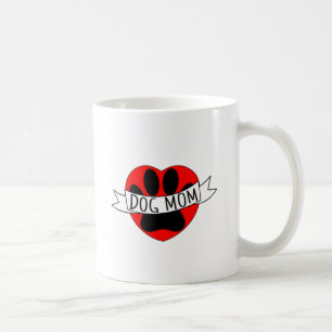Dog Mum Paw And Red Heart Drawing Coffee Mug