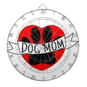 Dog Mum Paw And Red Heart Drawing Dartboard
