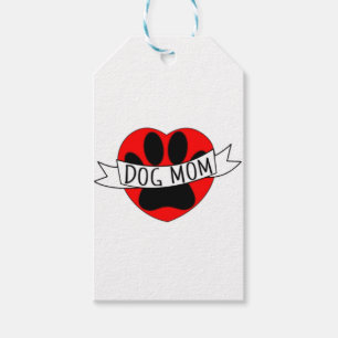 Dog Mum Paw And Red Heart Drawing Gift Tags
